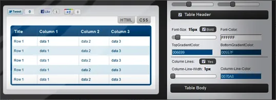 HTML Table Style Generator Interface